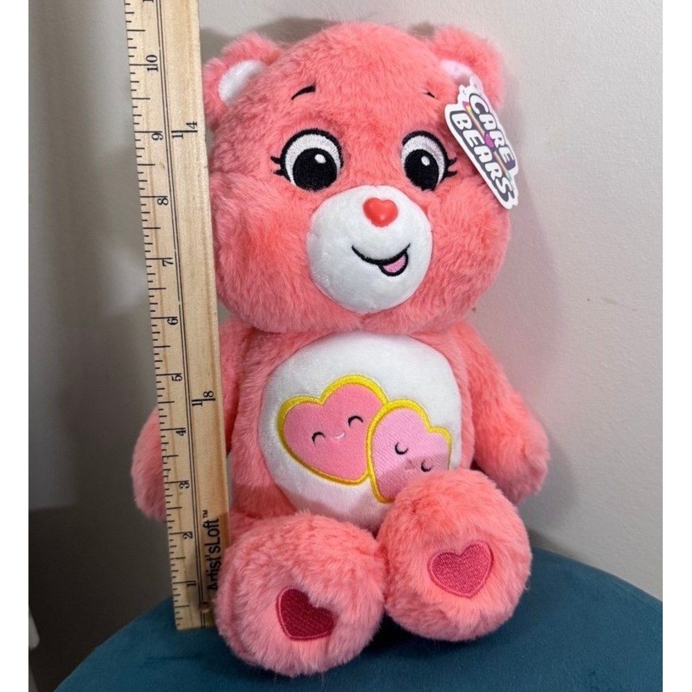 Care Bears Love-a-Lot Bear Plush 11in Pink Unlock the Magic Heart Badge - Picture 2 of 6